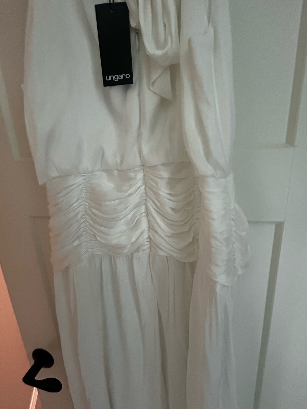 ungaro White Sleeveless Maxi Dress with Ruched Waist